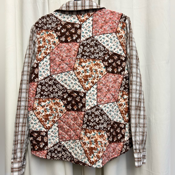 Rockin C Patchwork Quilted Shirt Jacket Cottagecore Boho Size XL - Picture 7 of 7